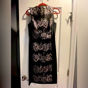 Black & Pink Sleeveless Dress with Gold back Zipper